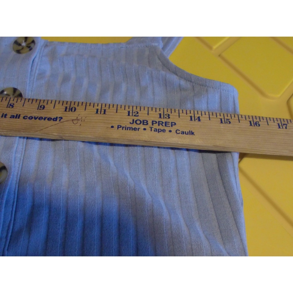 Cage Womens Ribbed Knit Button Front Crop Top Light Blue Sleeveless Tank Large - Picture 4 of 6